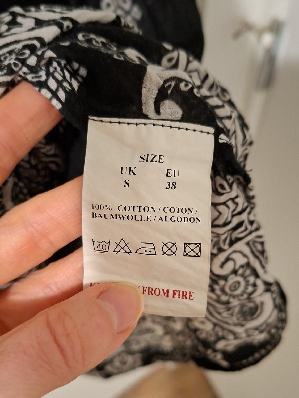 QED London Black & White Cotton Boho Paisley Printed Maxi Circle Skirt (Size S) - Picture 6 of 6
